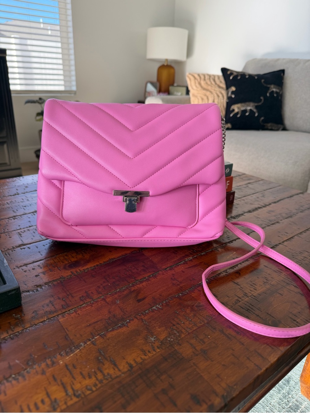 a new day Hot Pink Quilted Crossbody Shoulder Bag